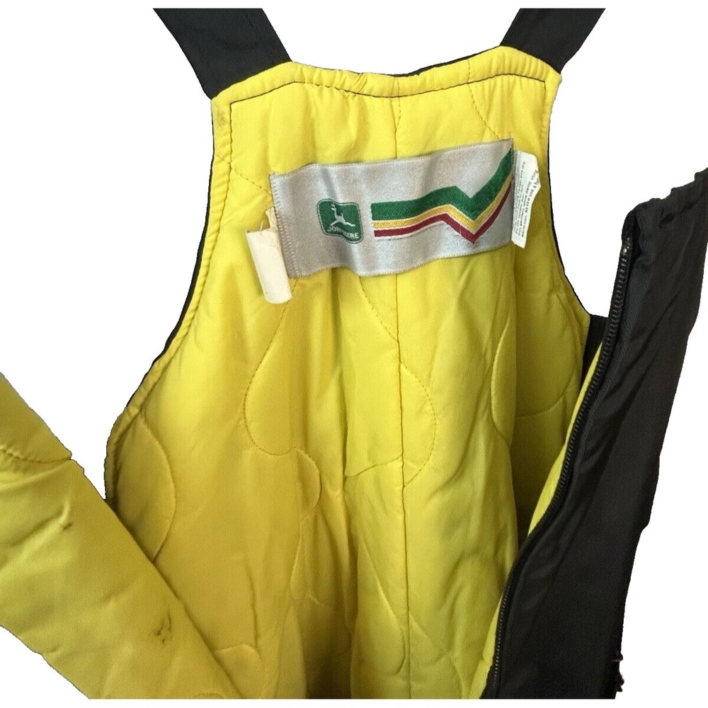 Vintage John Deere Bib Snowpant Overalls 36x31 Farm Chore Unisex Black Talon Zip - Picture 4 of 12